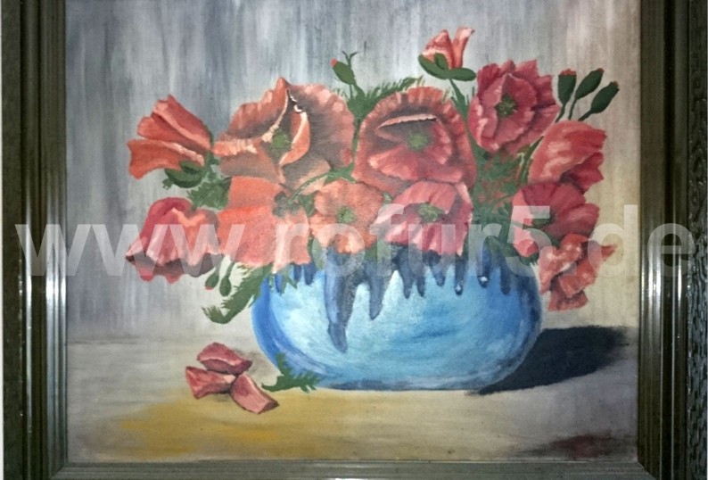Mohnblumen in einer blauen Vase  gemalt von Alfred Fuhrmann dem lteren