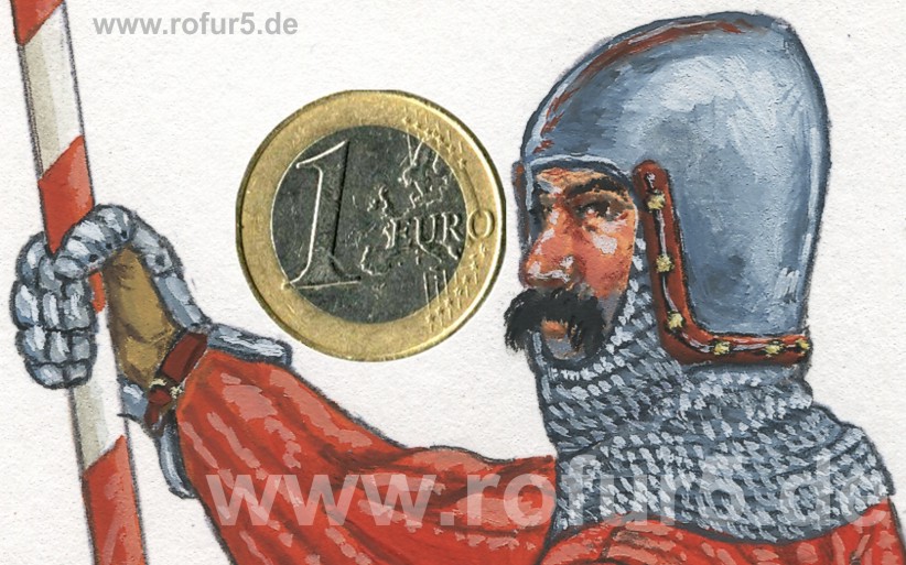 Rolf Fuhrmann, Illustrator. Zeichnung,. Größenvergleich mit 1-EUR-Münze